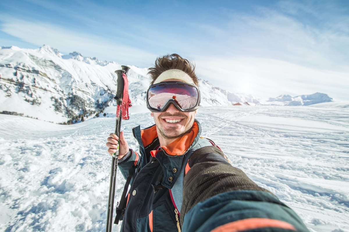 young man skiing on a mountain